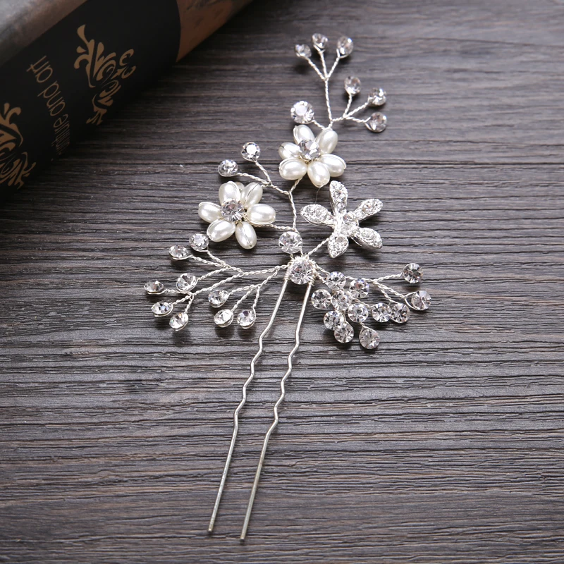 FORSEVEN Wedding Crystal Pearl Hair pins For Silver Bridal Hair Accessories Fashion Women Hair Clips Many Wedding Hair Jewelry - Image 4