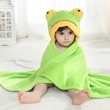 Зеленый Лягушка животных Косплей с капюшоном для маленьких мальчиков и девочек Фланелевое банное полотенце шарф халат милый мультфильм пижамы одежда для сна