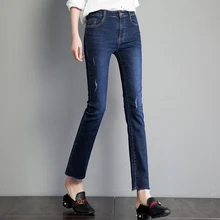 CTRLCITY Высокая талия обтягивающие джинсы женские прямые брюки офисные женские джинсовые поцарапанные тонкие джинсы для женщин джинсы Карманы