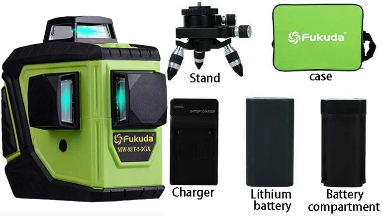 

Fukuda 3D 12Lines Laser Level Self-Leveling 360 Horizontal And Vertical Cross Super Powerful Green/red Laser Beam Line