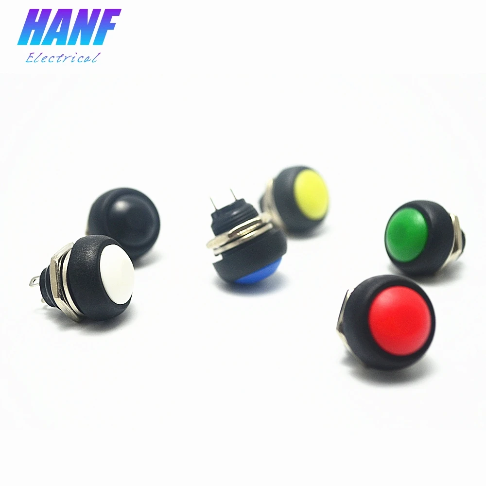 

12mm 1NO Momentary Domed Head Plastic Push Button Switch Pin 2 Terminals Waterproof