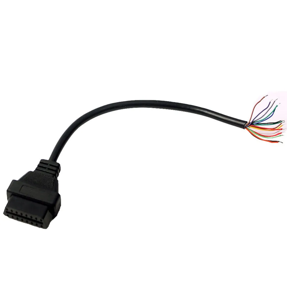 New 5PCS/Lot OBD2 16pin Female Connector to Open OBD Cable OBDII OBD-ii ODB2 16 pin OBD 2 Adaptor