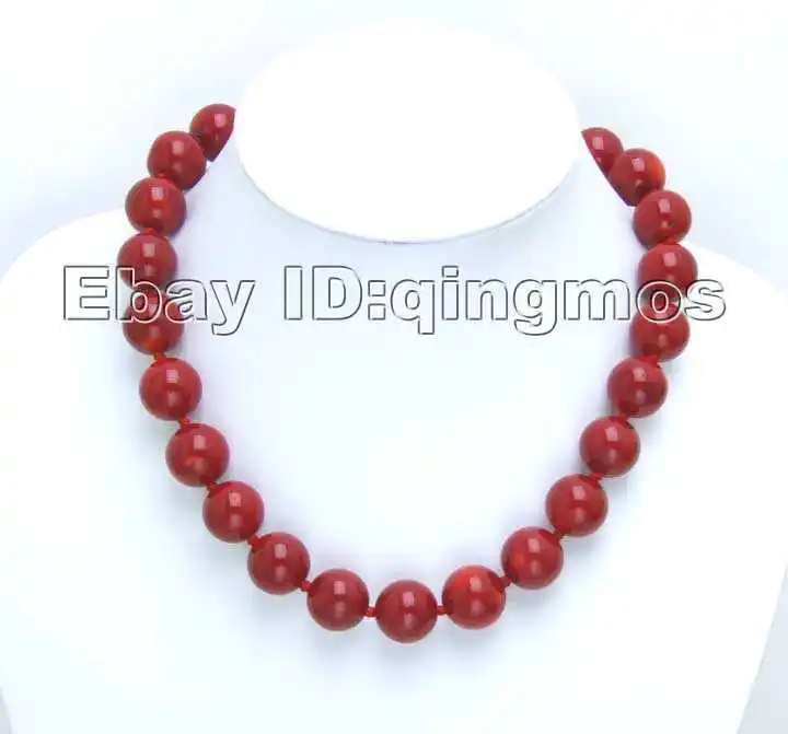 

SALE Huge 16-18MM high quality perfect Round GENUINE NATURAL Red Coral Necklace-nec5499
