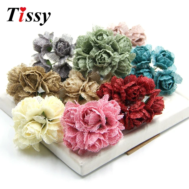 6pcs diy burlap rose