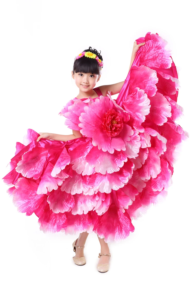 children Flamenco dance costume expansion costume modern dance performance wear petal skirt spanish flamenco dress 360