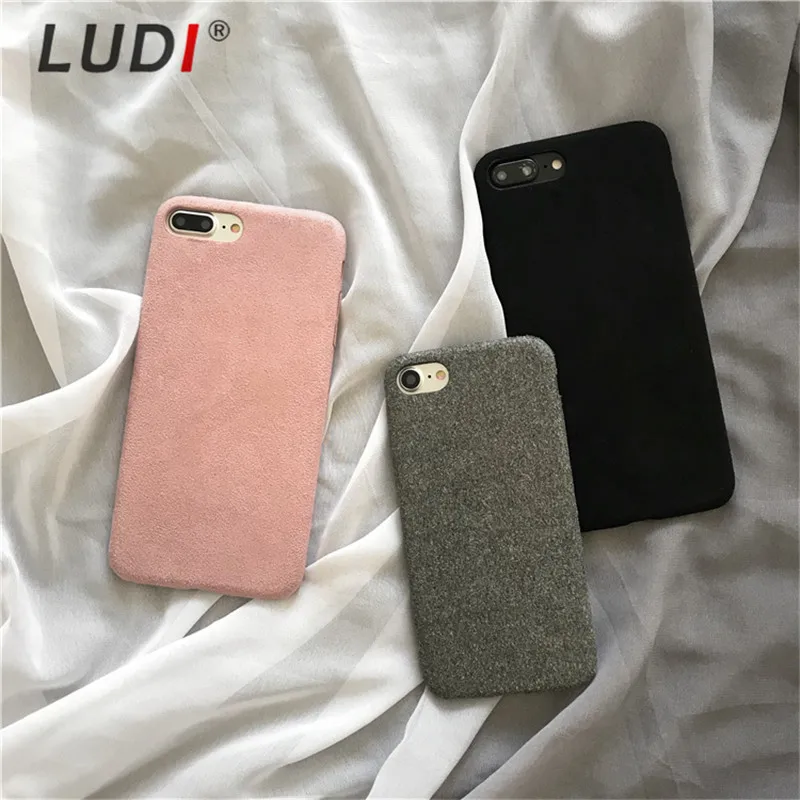 Роскошный чехол LUDI из нубука и замши для iphone 5/5s/SE/6/6s/7/8Plus XR/X/8/xs MAX кожаный