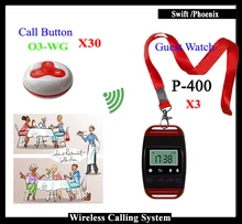 Restaurant Call pager system With Waterproof Waiter Call Button and Smart Pagering Watch For Service Call