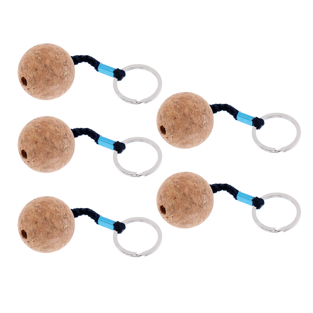 5PCS Cork Ball Buoyant Keyring Boat Marine Kayak Canoe Key Float Floatable Keychain Key Chain