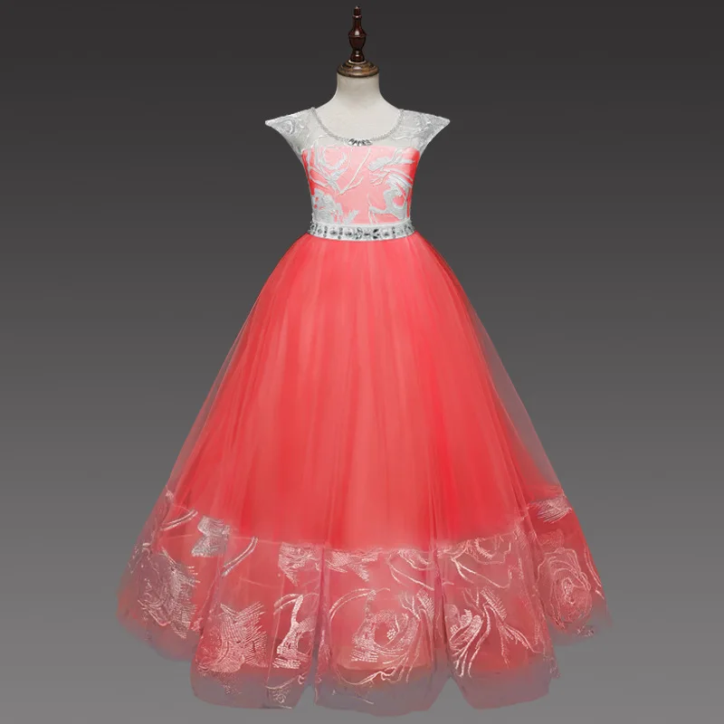 Teen Girls Dresses 2018 Tule Lace Children Wedding Princess Party Evening Clothing Formal Pageant Gown Bridesmaid Dress For Kids (1)