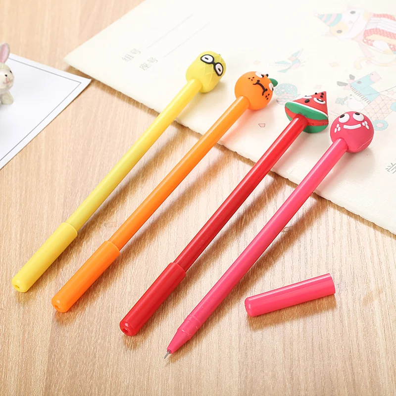 

100 Pcs Creative Stereo Fruit Gel Cartoon Stationery Cute Office Supplies Water-based Sign Pen Kawaii School Supplies