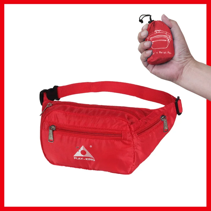 PLAYKING спортивная сумка для бега, водонепроницаемая Складная поясная сумка, поясная сумка для мужчин и женщин, ремень для бега, для тренажерного зала, фитнеса, спортивные аксессуары - Цвет: Красный цвет