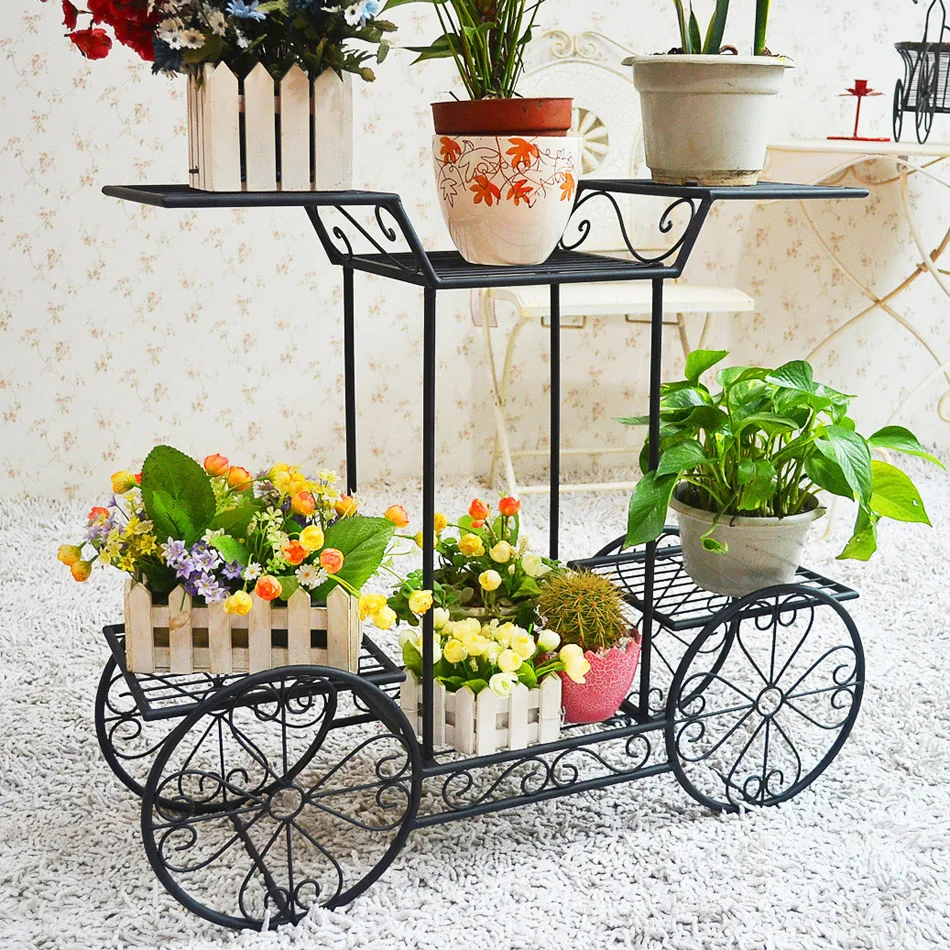 Yiyuan esculpido flor de ferro suporte multilayer frame Continental bonsai varanda interior planta Scindapsus aranha vasos