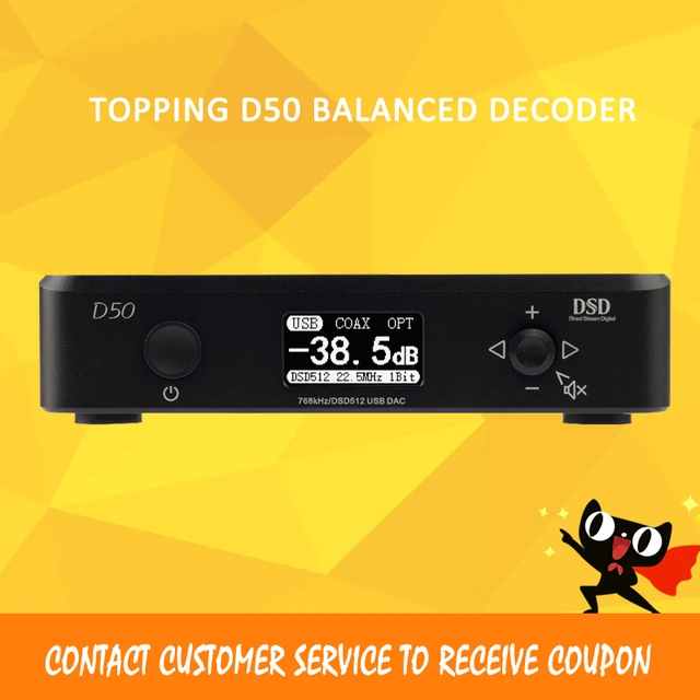 Topping D50 dsd dac audio amplifier xmos es9038q2m DSD512/PCM768 USB/OPT/COAX input desktop 32Bit/768KHz DAC decoder