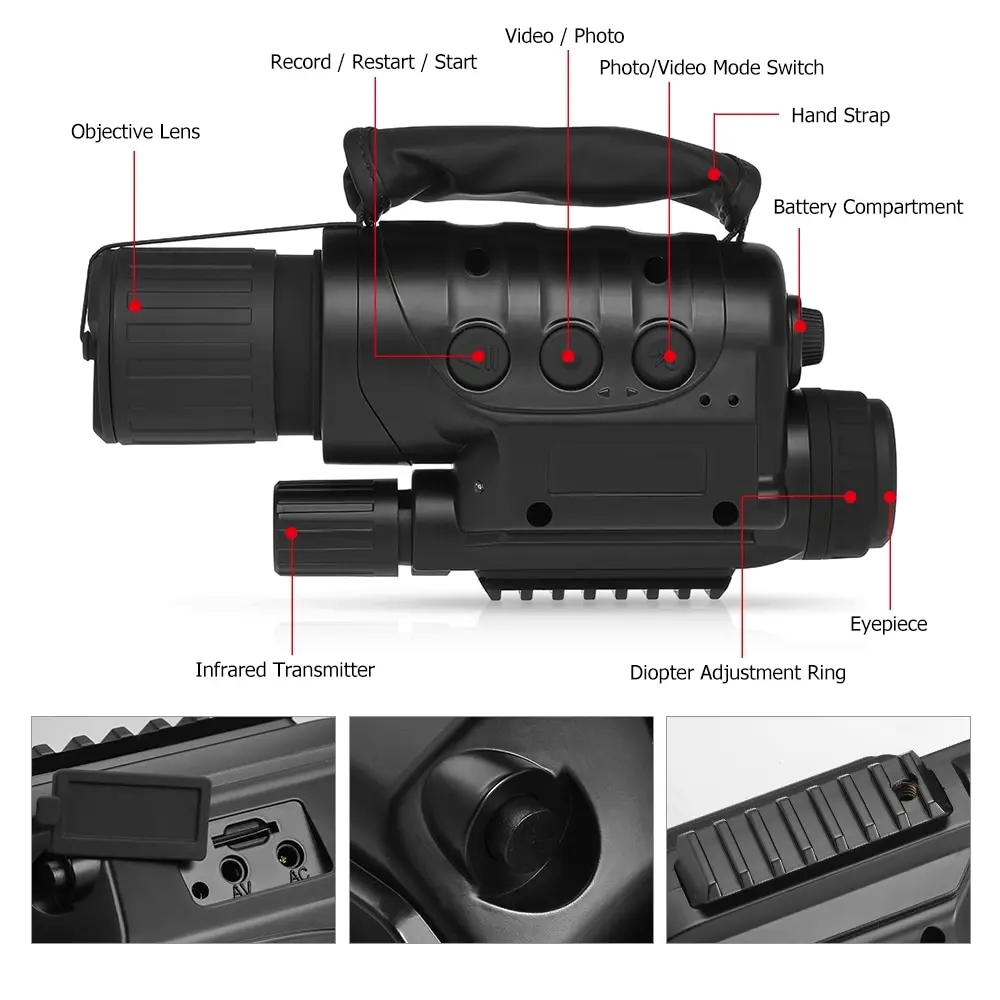 8x60 Цифровой Инфракрасный ночного видения Монокуляр телескоп фото видео рекордер с высоким увеличением для кемпинга, туризма, путешествий, охоты