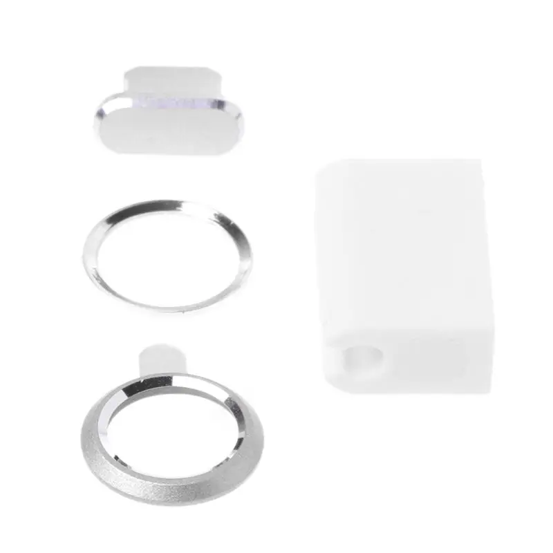 

4 in 1 Cable Cord Holder Dust Plug Charging Port Rear Back Camera Lens Protective Ring Case Cover Home ID Touch Button Sticker