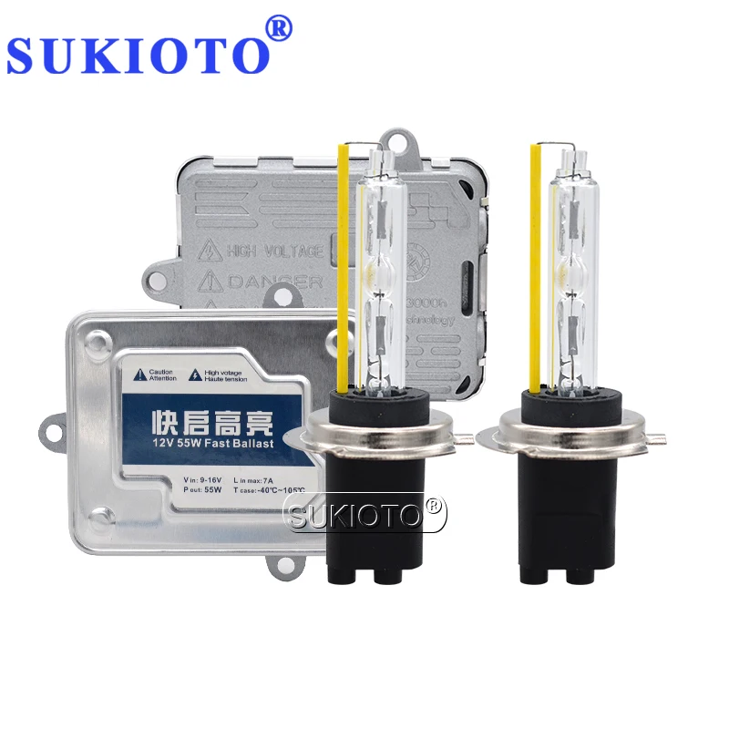 SUKIOTO AC 12V 55W Fast Bright Xenon HID Ballast Kit  5500K Xenon H1 H3 H7 H11 HB3 HB4 9012 D2H Car Headlight Bulb 55W HID Kit