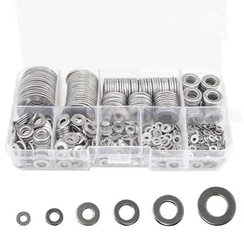 

580Pcs Stainless Steel M2 M2.5 M3 M4 M5 M6 M8 M10 M12 Flat Washers Kit with Box