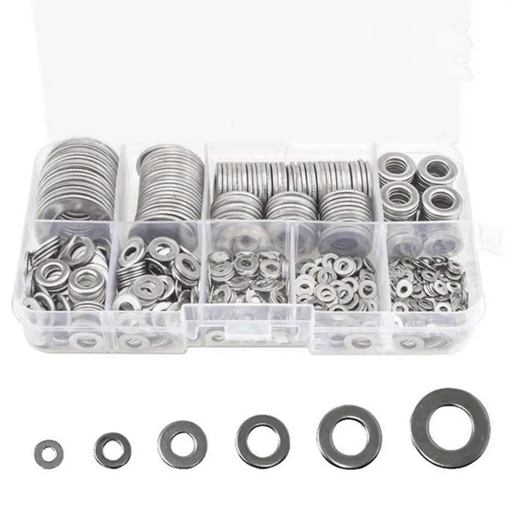 500PC Acero Inoxidable Arandelas Planas Surtido Kit Para M2 M2.5 M3 M4 M5 M6 M8 M10