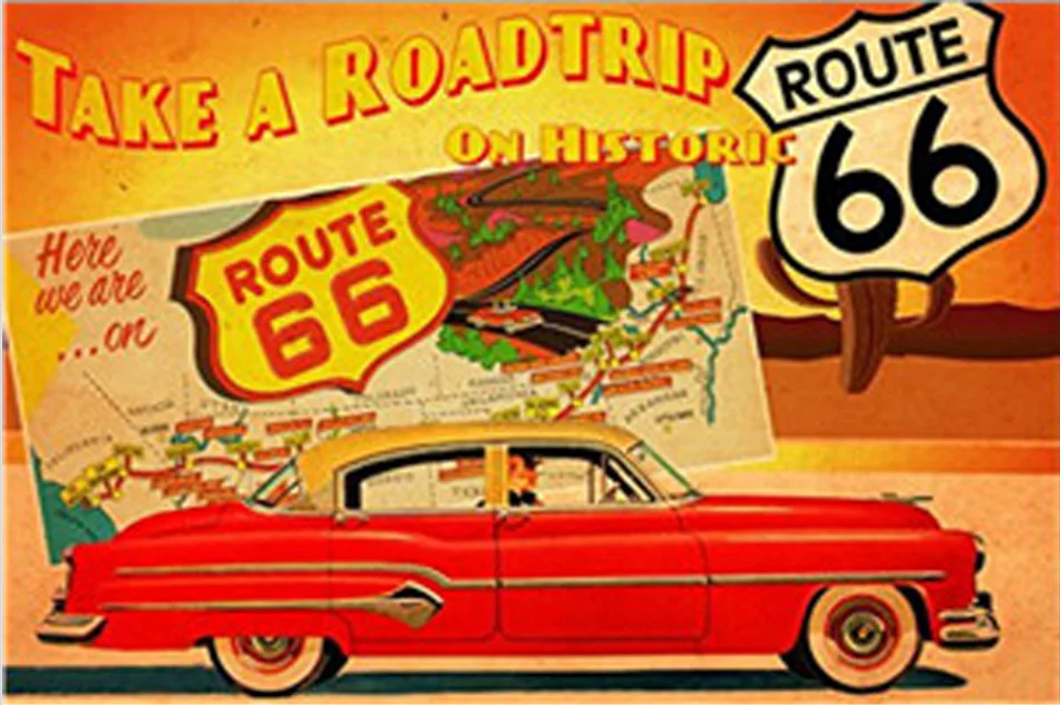 Route 66 металлическая пластина с винтажным рисунком оловянные знаки настенные плакаты Наклейки пластины живопись бар клуб паб домашний декор настенные 1001(905