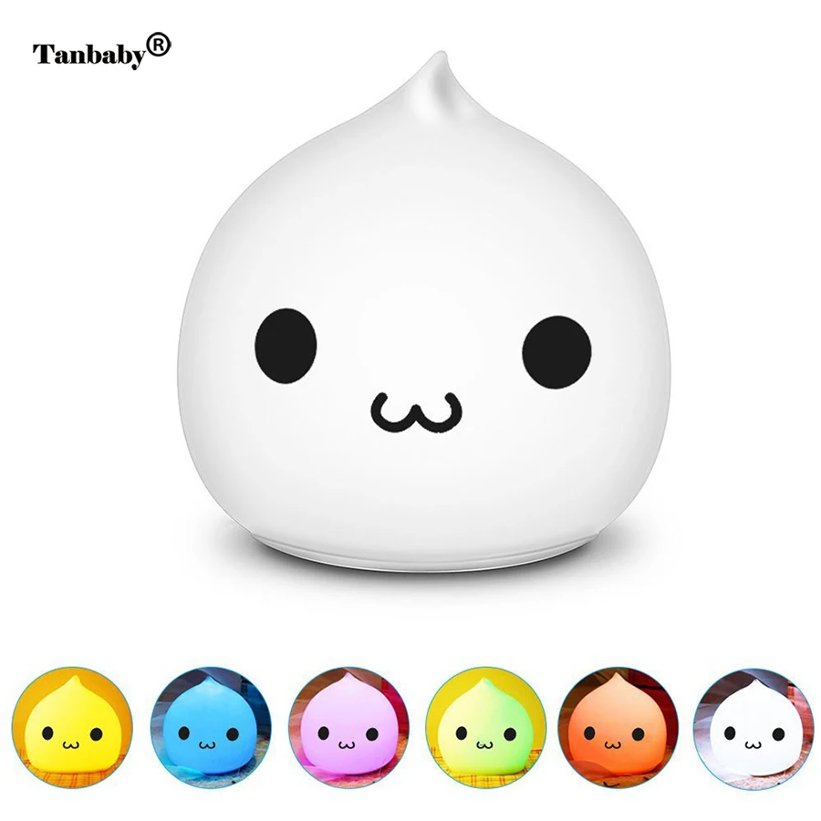 

Tanbaby Touch Sensor Silicone LED Night Light Cute Water Drop 7 Colorful Lights for Children Bedroom Decoration Lamp