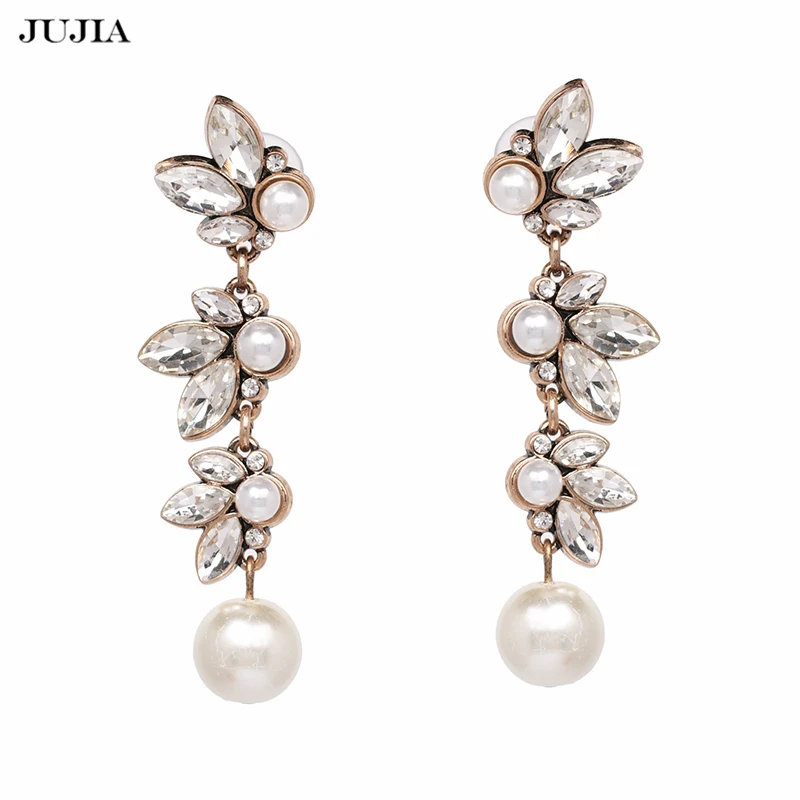 JUJIA Fashion Elegant Drop Earrings Charm New Arrival Imitation Pearls Long Earring For Women Jewelry Gifts