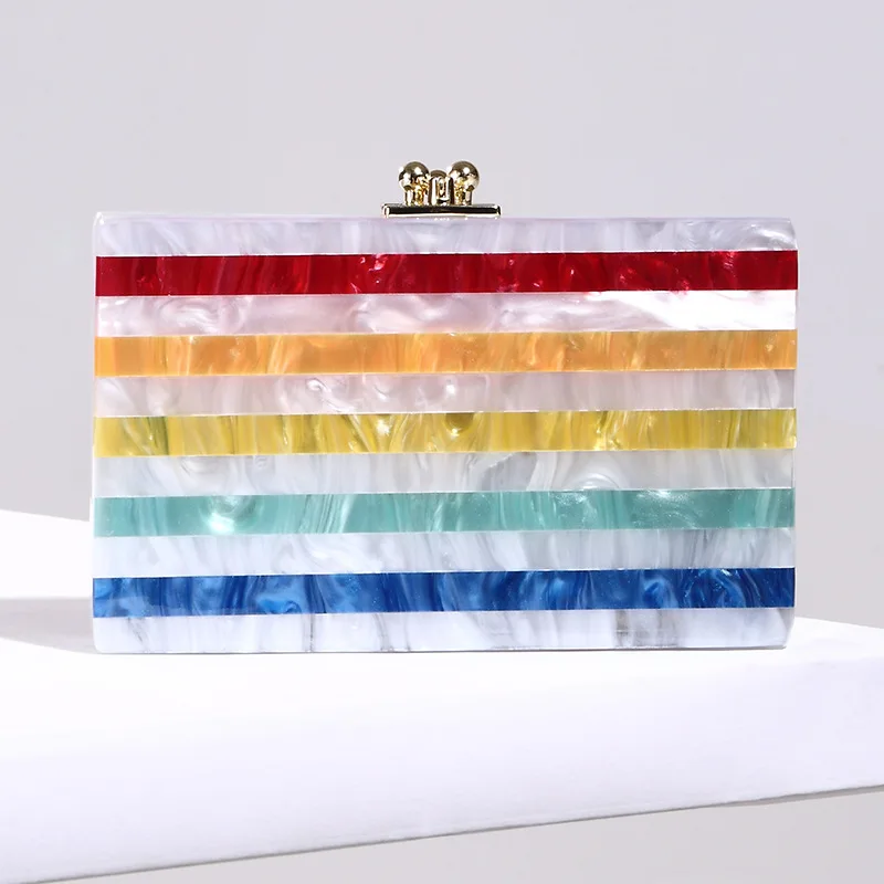 Multicolor Stripe Patchwork Clutch Bag