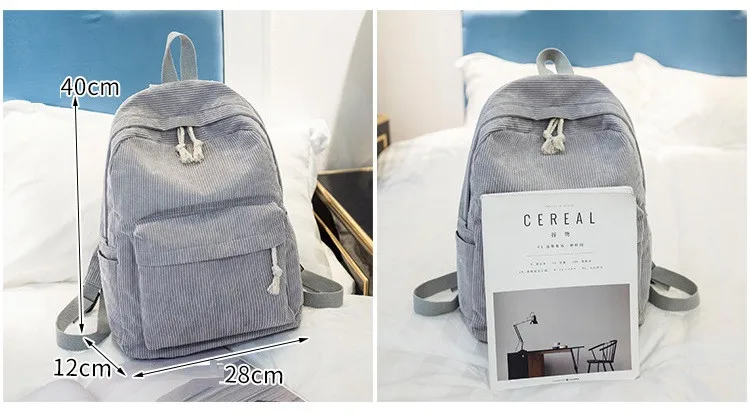 Casual backpacks women big capacity School Bags For Girls Soft Corduroy Bookbags Female Travel Rucksacks laptop backpack (10)