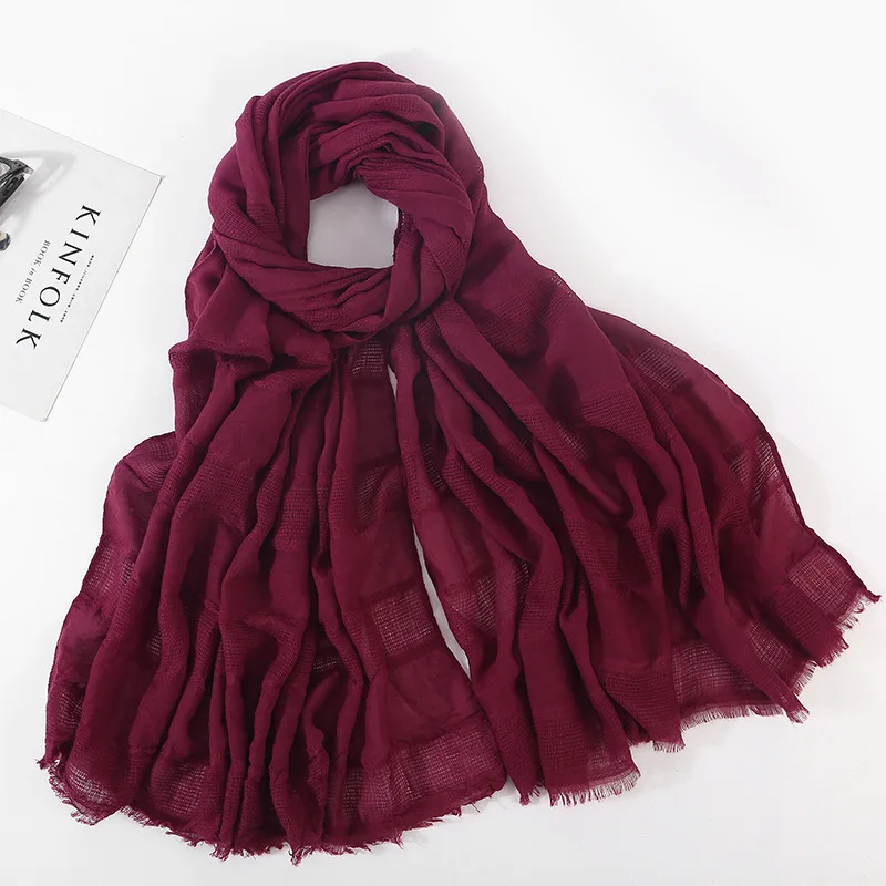 

2019 Fashion Hollow Spring Autumn Plain Designer Spring Hollow Red Black Hijab Scarf for Women Muslim Head Hair Scarves Shawls