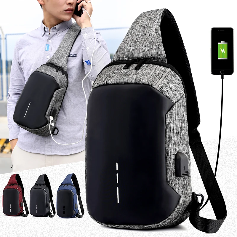 

ANNIU New Men Messenger Bags Crossbody Slings Shoulder Chest Bags Back Packs laday Casual External USB Charge Travel Bags
