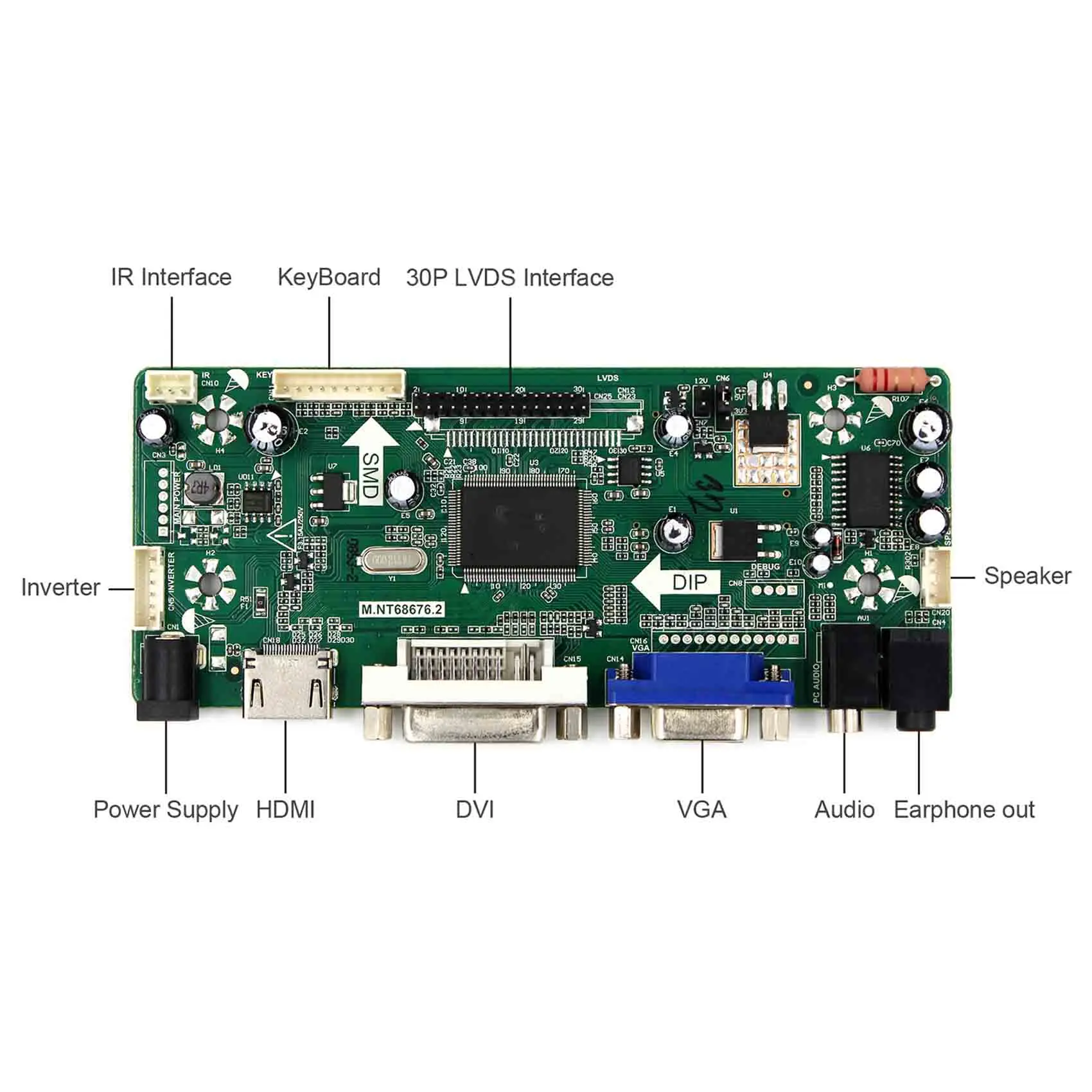 HDMI+ DVI+ VGA+ аудио ЖК-плата контроллера M. NT68676 работает для 14 дюймов 1366X768 LTN140AT02 HSD141PHW1 B140XW01 ЖК-дисплей