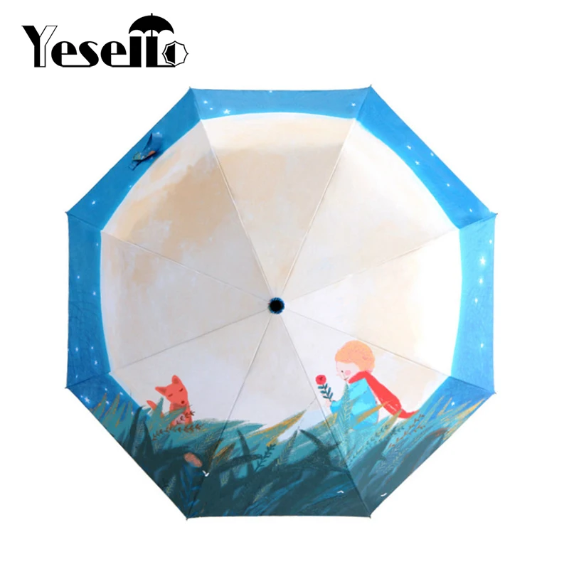 Comprar Yesello little Le Pequeño Príncipe tres paraguas plegable 8 Rib viento marco resistente para mujeres
