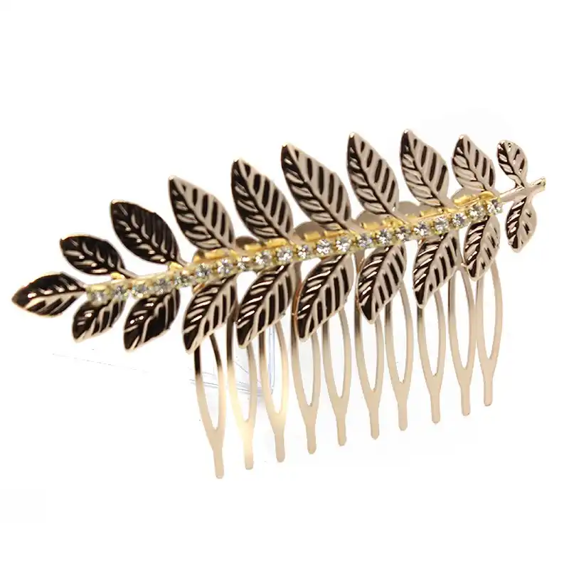 Baroque Style Greece Goddess Bridal Leaf Hair Comb Silver Gold