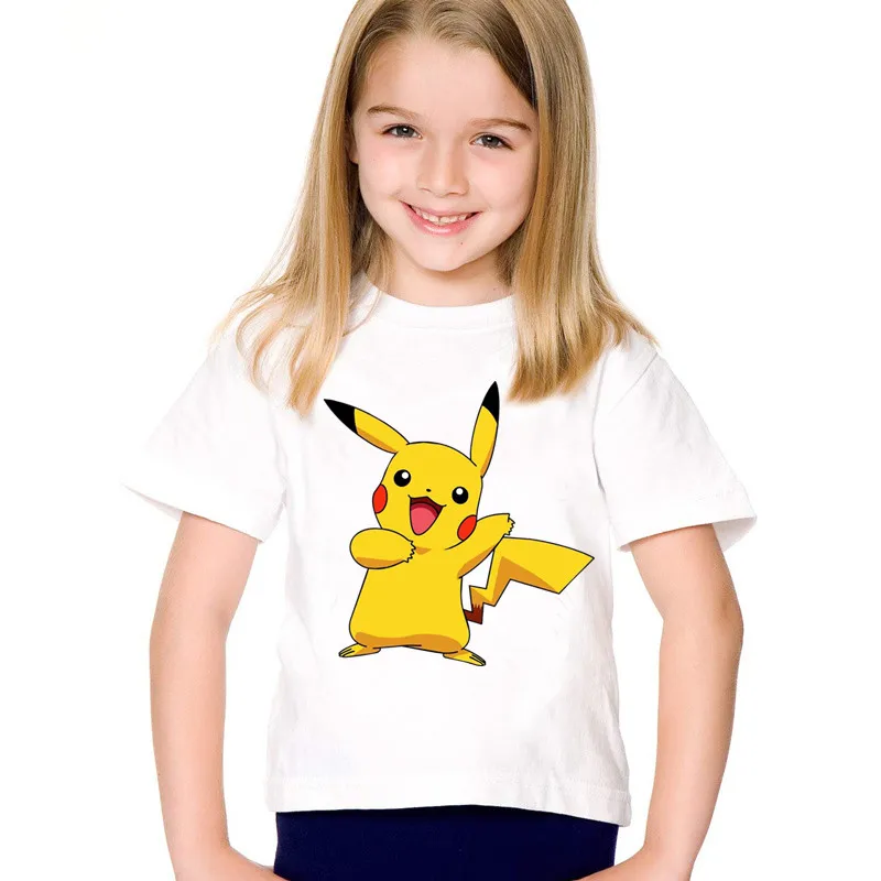 С изображением мультипликационных персонажей для детей с принтом «Pokemon Go», футболки с Пикачу забавные детские футболки, летняя одежда Повседневное топы, милые футболки для малышей, для маленьких мальчиков и девочек, ooo2080