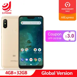 Глобальная версия Xiaomi Mi A2 Lite 4 GB 32 GB мобильный телефон Snapdragon 625 Octa Core 5,84 "19:9 полный Экран двойной AI Камера 12,0 МП