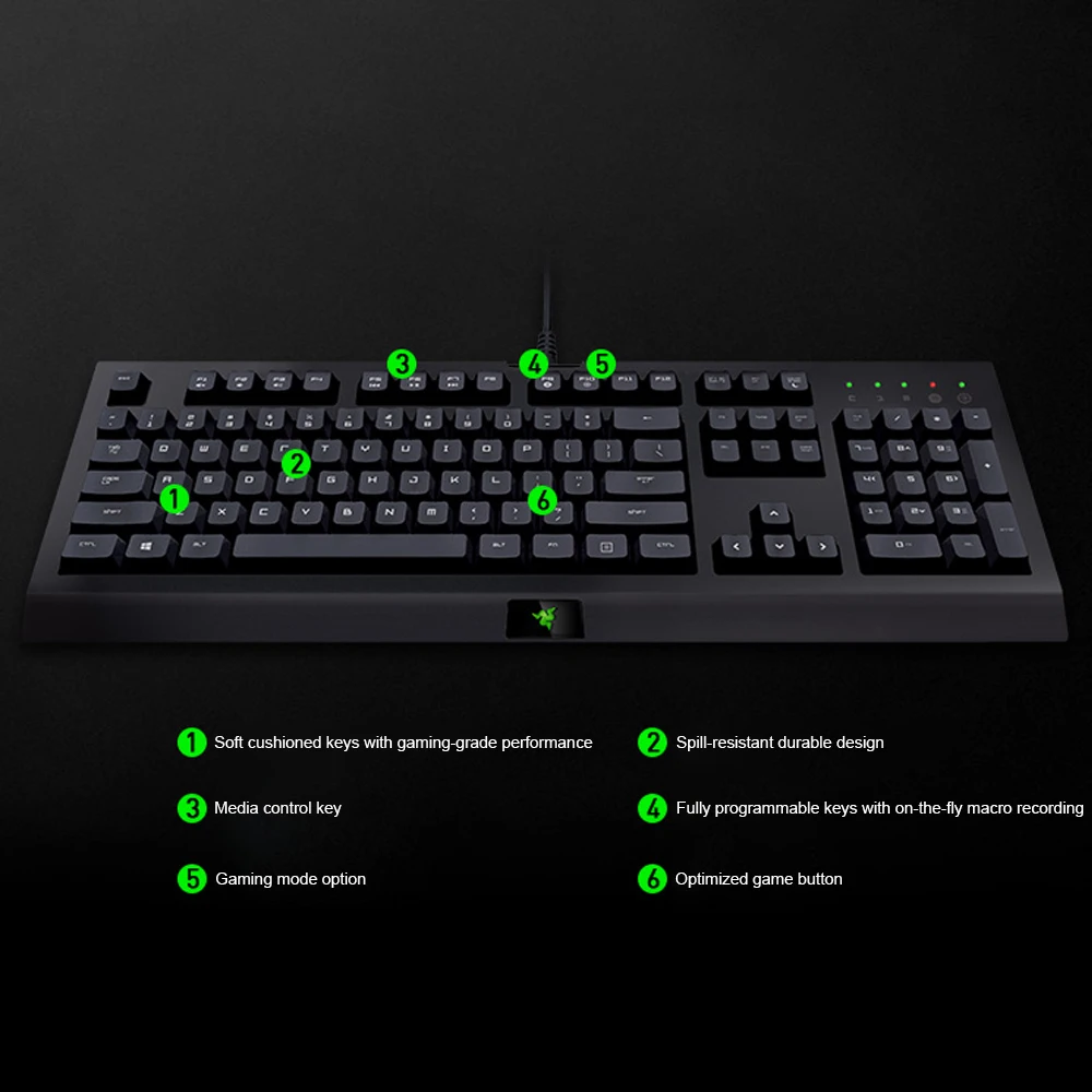 Проводная игровая клавиатура razer Cynosa, мембранная клавиатура для игры, программируемые клавиши для записи макросов, 104 клавиш для ноутбука, ПК