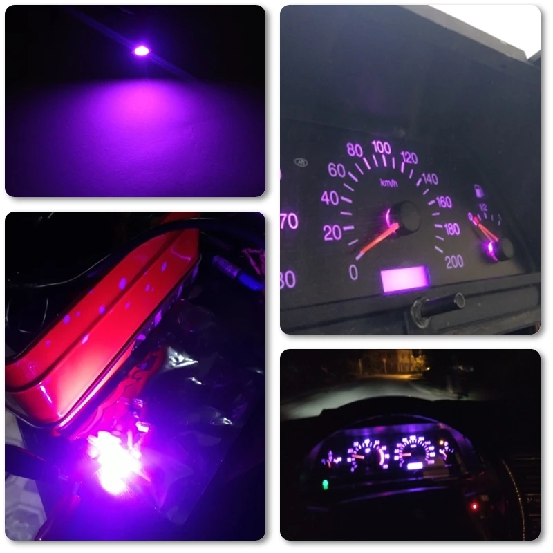 10x5050 1SMD T5 B8.5D светодио дный лампы розового и фиолетового цветов Универсальный подходит для автомобиля Индикаторы приборной панели автомобиль-Стайлинг T5 светодио дный лампы