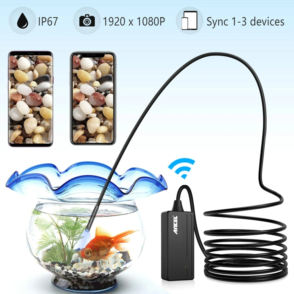Эндоскоп ANCEL водонепроницаемый с Wi Fi 1080P 6500K 5 мм|Эндоскоп и инструмент для поиска