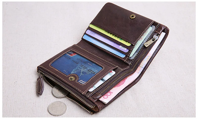 AETOO кошелек ручной работы, мужской кожаный короткий кошелек на молнии с пряжкой, мужской кошелек из натуральной кожи, вертикальный волнистый кошелек