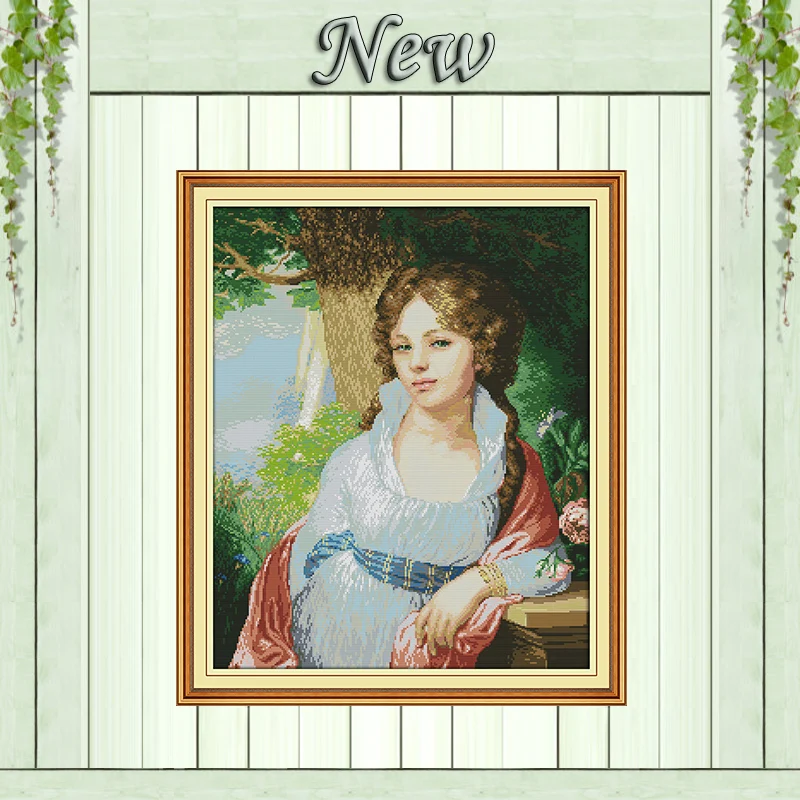 

Girl Painting beauty diy decor painting counted print on canvas DMC 11CT 14CT kit Chinese Cross Stitch embroidery needlework Set