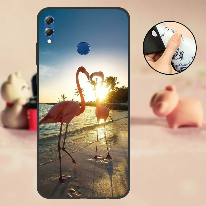 Чехол для huawei Honor 8X черный мягкий Силиконовый ТПУ чехол из ТПУ чехол для huawei Honor 8X бампер с милым рисунком черный чехол - Цвет: AHBNV