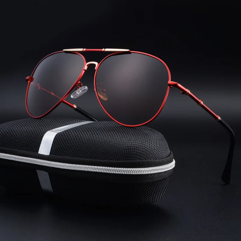 HBK, трендовые мужские поляризованные солнцезащитные очки пилота из алюминиево-магниевого сплава, Классические мужские очки, аксессуары, подарок для мужчин PM0068 - Цвет линз: C2 GoldRed.Tea