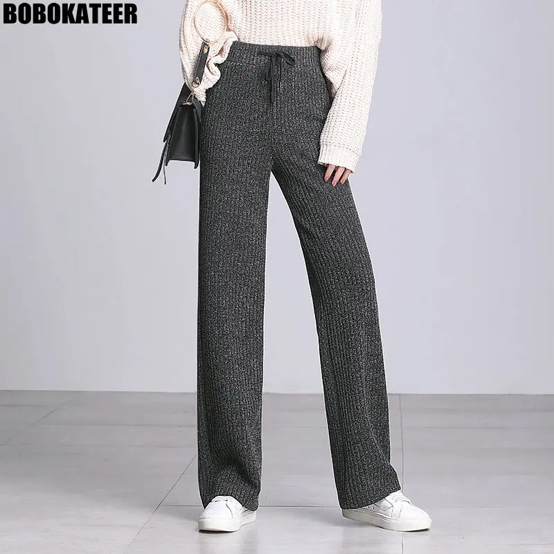Buy Winter White Pants Women Sweatpants Knit High