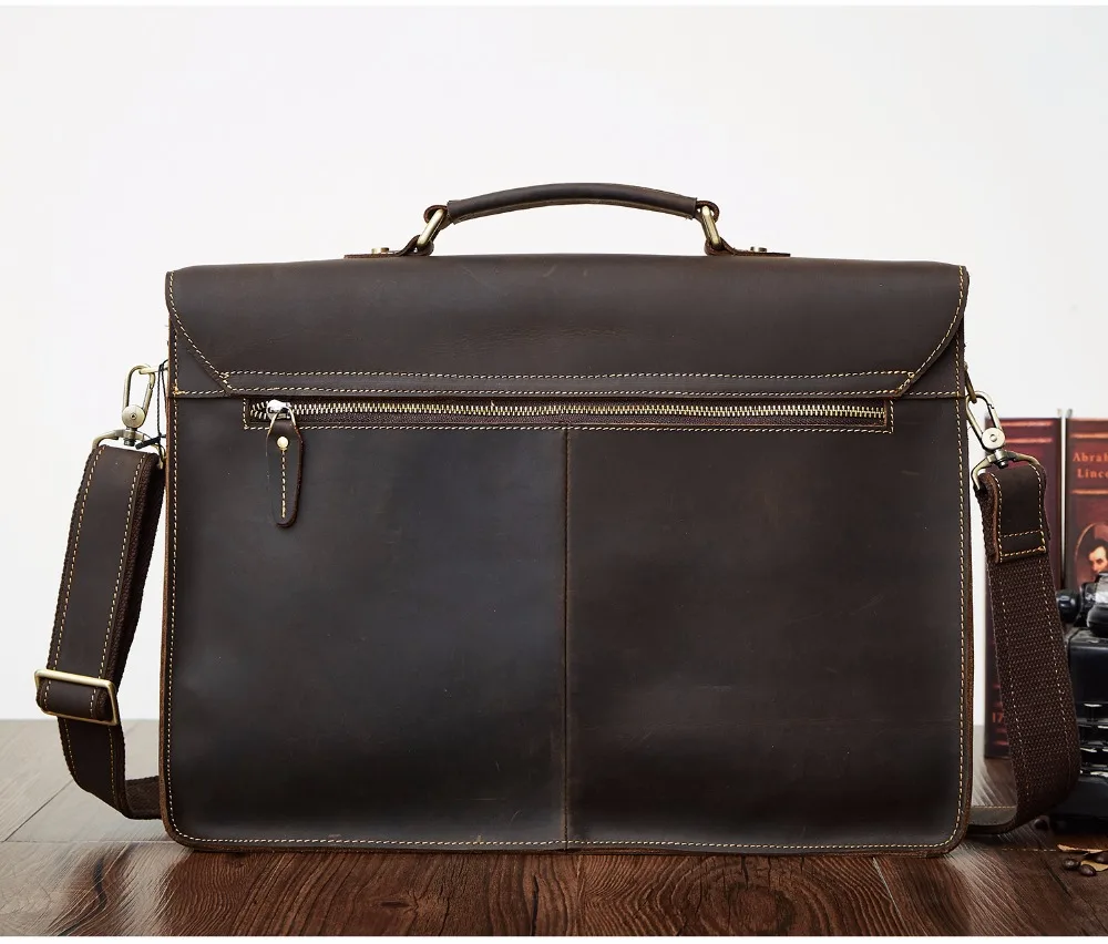Briefcase Crazy Horse Leather Business Shoulder Bag