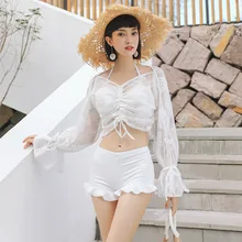 Купальный костюм новые женские купальники Maillot Femme одежда для плавания кафтан серфинг для женщин купальный костюм-тройка корейский сексуальный пуш-ап