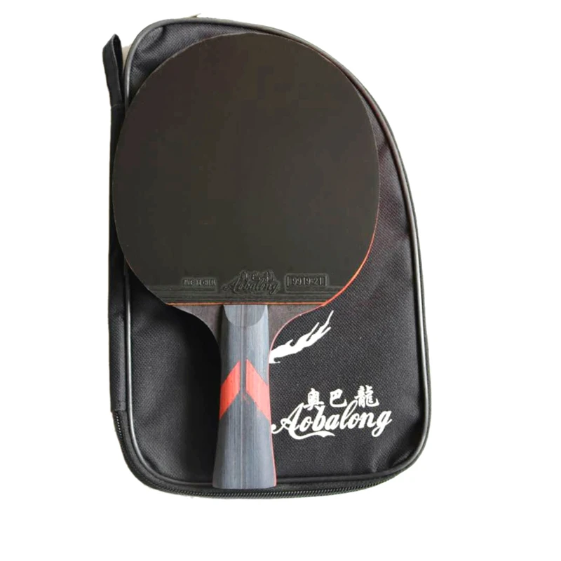 المهنية الخشب بالإضافة ألياف الكربون مضرب تنس الطاولة مع اثنين وجه pemple تنس الطاولة المطاط بينغ بونغ مضرب مع حالة