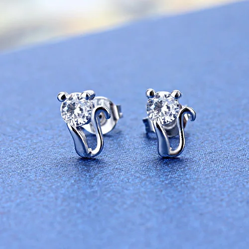 Женские серьги гвоздики из серебра 925 пробы с фианитом|stud earrings|accessories earringsaccessories
