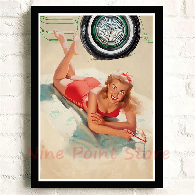 World War Sexy Pin Up Girl White Coated Paper Posters Printed Painting Sexy Lady Art Poster Wall Sticker Frameless Wall Stickers Aliexpress