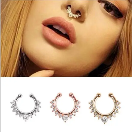

New Arrival Alloy Hoop Nose Ring Nose Piercing Fake Piercing Septum Clicker Numbers Hanger For Jewelry