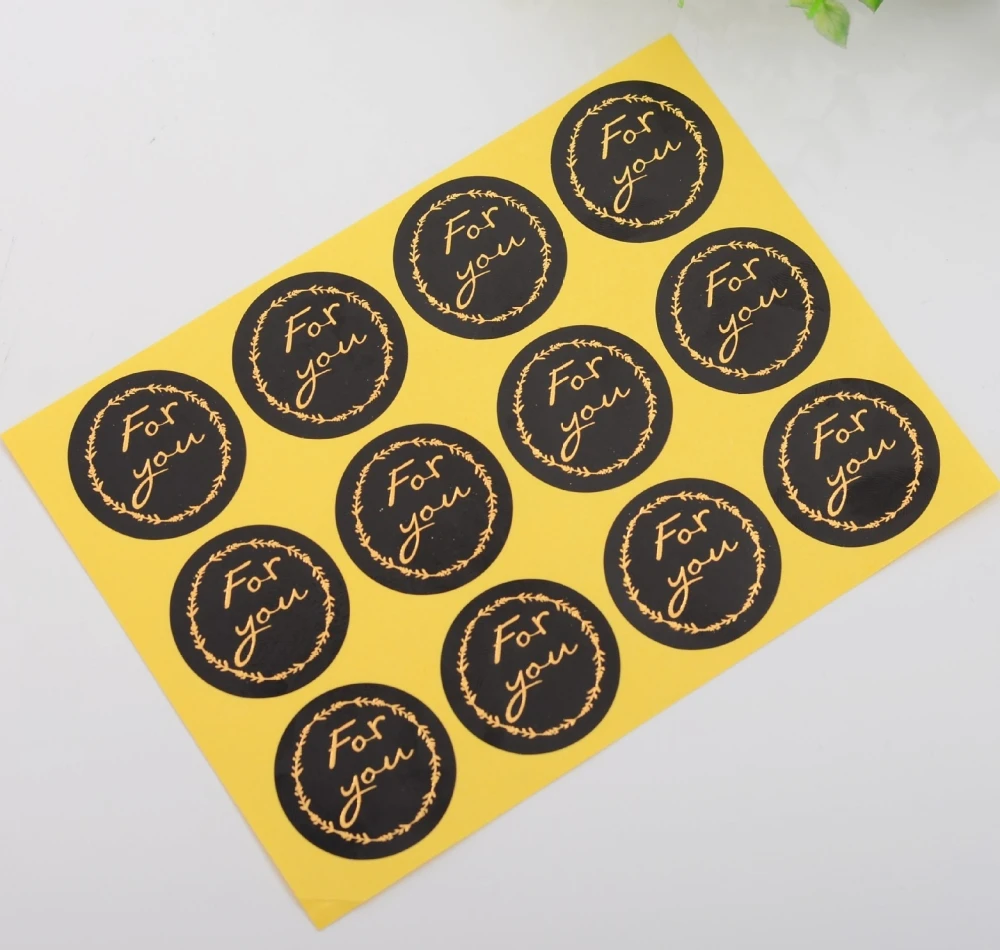 120Pcs For You Golden Letters Circle Handmade Cake Packaging Sealing Label Kraft Sticker Baking DIY Gift Box Stickers | Канцтовары для