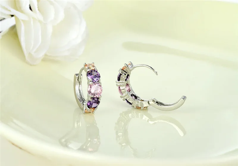 DODO романтическое фиолетовое розовое кольцо с австрийскими кристаллами серьги для женщин серебро/золото Цвет Мода CZ камень ювелирные изделия Brincos Femme E135